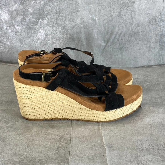 Zodiac Women's Black Petra Round-Toe Slingback Wedge Platform Sandals SZ 8 - Picture 1 of 13